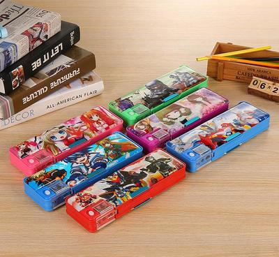 工廠直銷 便攜多功能雙開(kāi)文具盒/學(xué)生鉛筆盒/帶卷筆刀 外貿(mào)批發(fā)